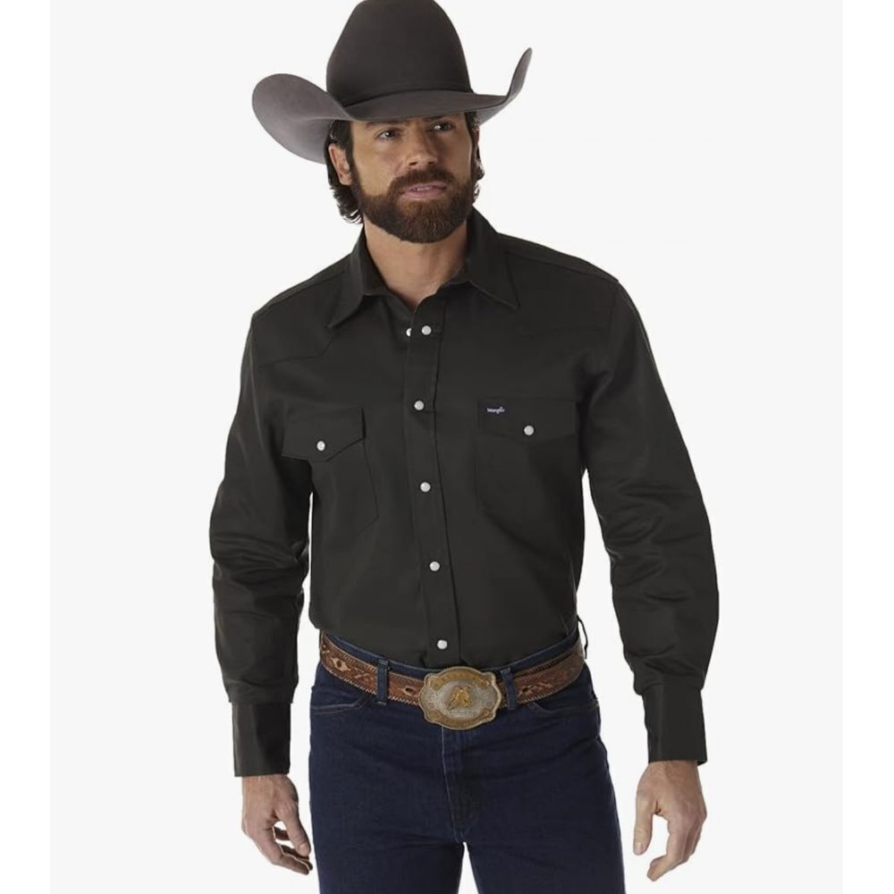 Wrangler Men's Western Shirt Sawtooth Pockets‎ Snap Front Black size 4X